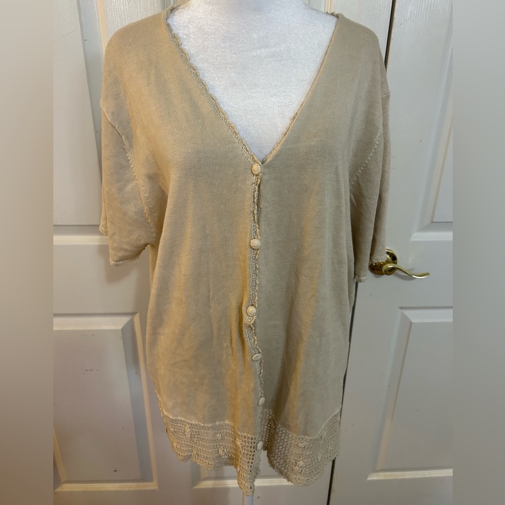 NWT Segue cream cardigan with lace trim 2X